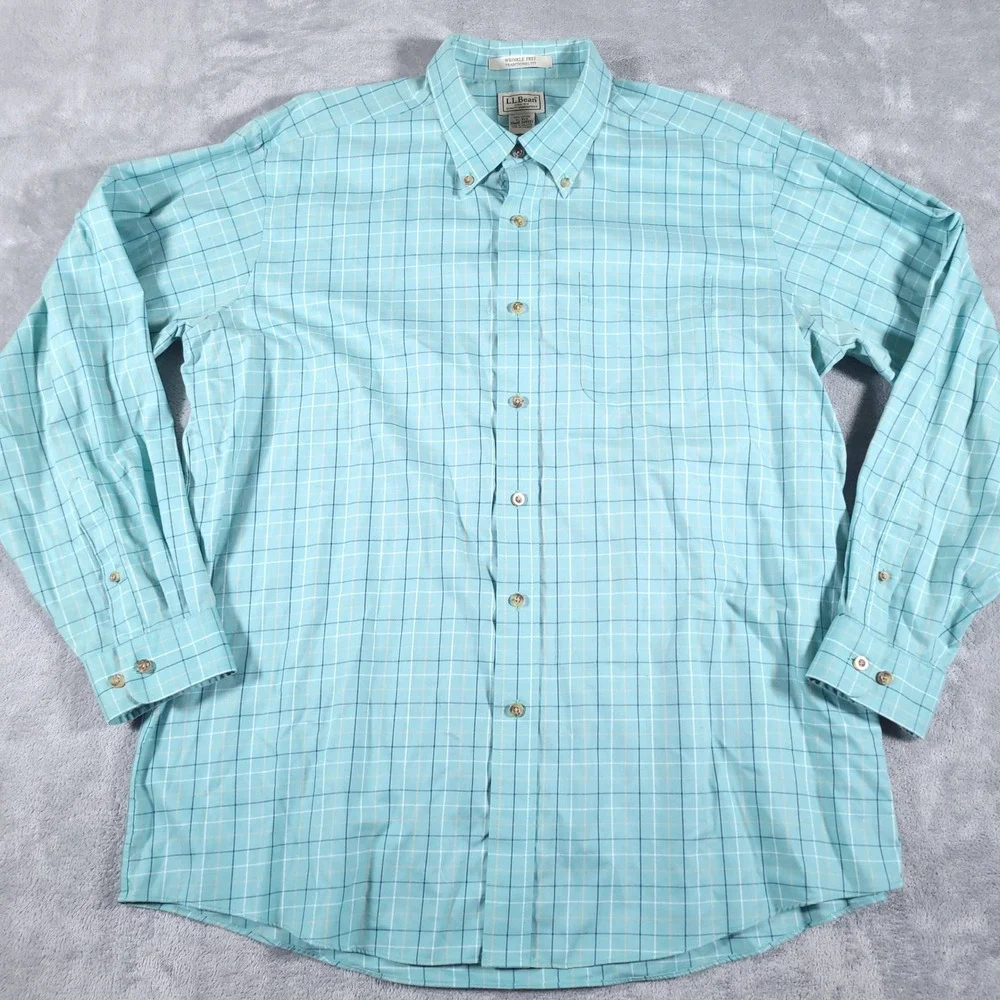 Lot of 2 LL Bean Button Down Shirts Mens XL Wrinkle‎ Free Traditional Fit *Read